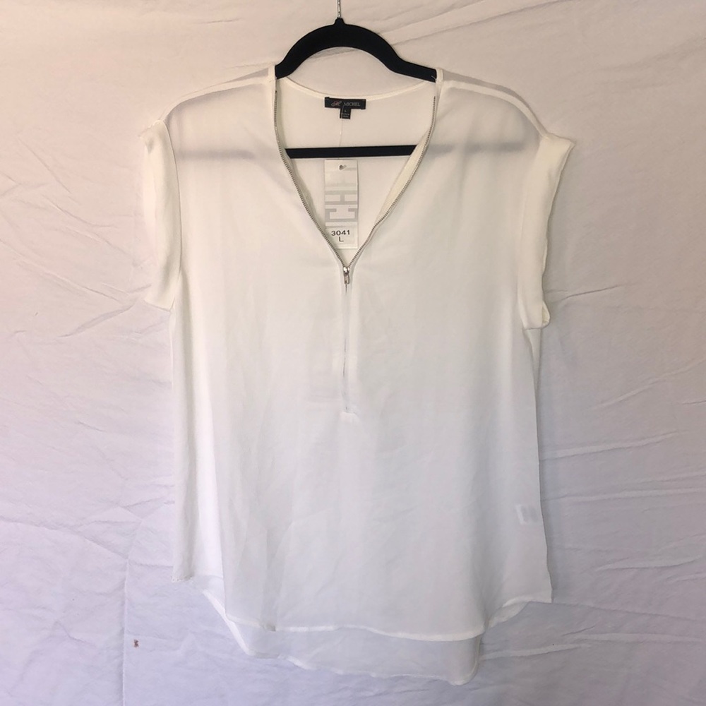 White zipper blouse